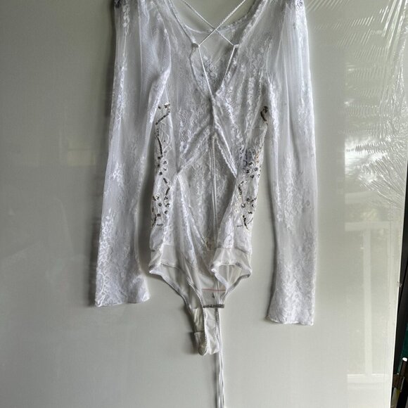 NWOT Free People x Intimately WOMEN'S BODYSUIT M Ready To Party LACE SEQUIN - Picture 8 of 16